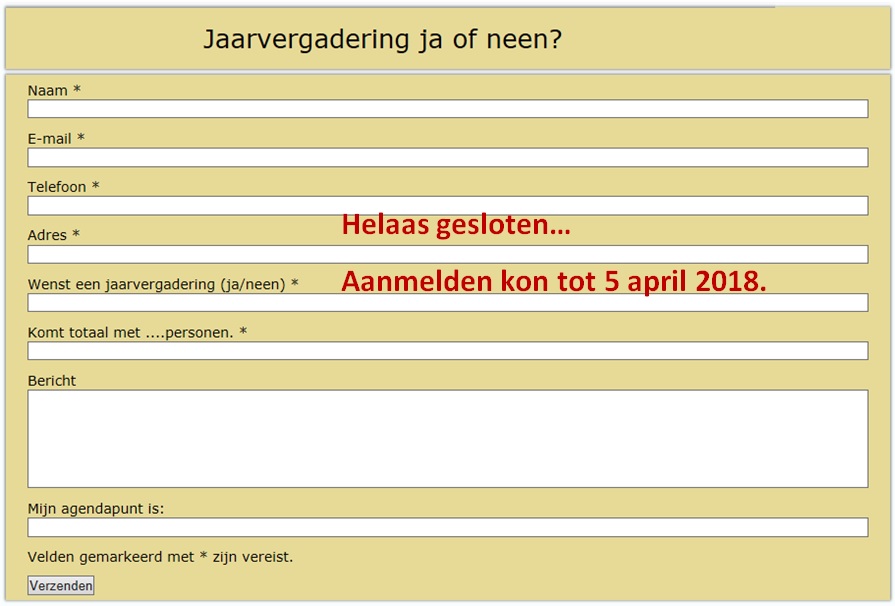 Beste bewoners de aanmelding voor de jaarvergadering is gesloten.